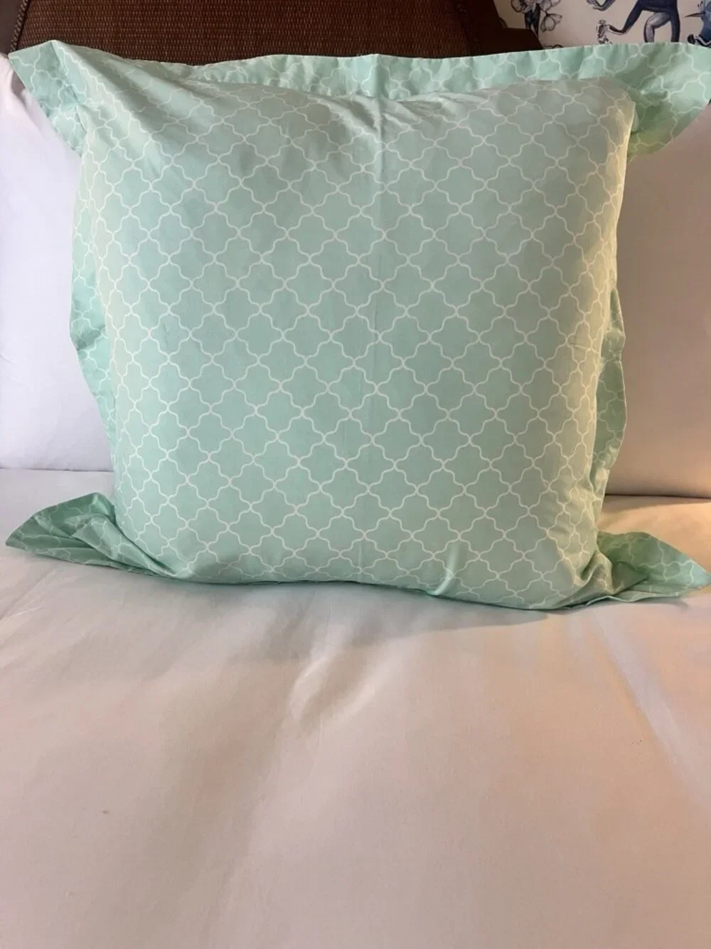 JONATHAN ADLER EURO Shams PR Happy Chic Trefoil Geometric Seafoam Green PRISTINE